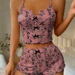 Pink Floral Cami and Shorts Set